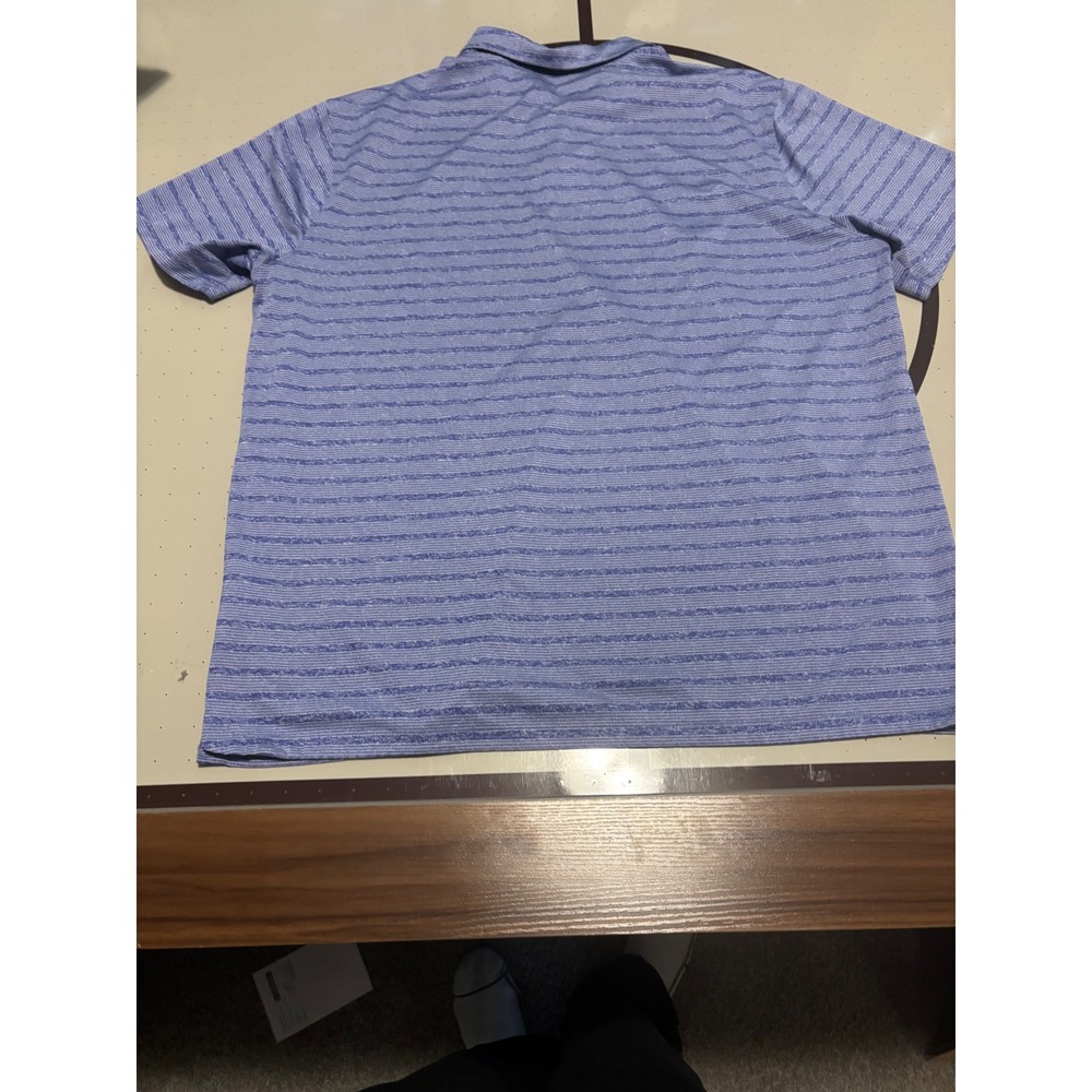 Nike Dri-FIT Mens XL Blue Striped Polo Shirt Purple Bear Mascot Logo Golf Top - Picture 5 of 6
